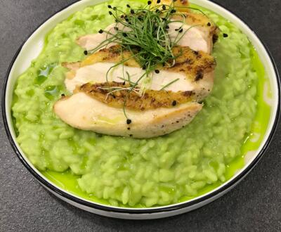 Zlaté kuře s Risotto hráškem